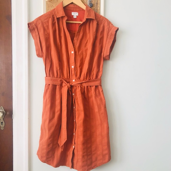 J. Crew Dresses & Skirts - [J. Crew] Textured Cotton Tawny Spice Belted Shirtdress